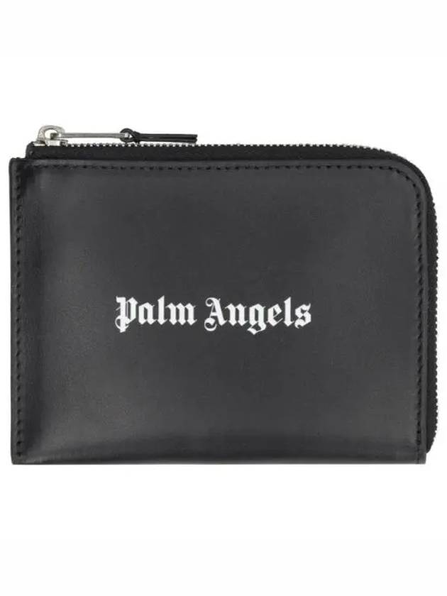 Logo Printed Zipped Card Wallet Black - PALM ANGELS - BALAAN 2