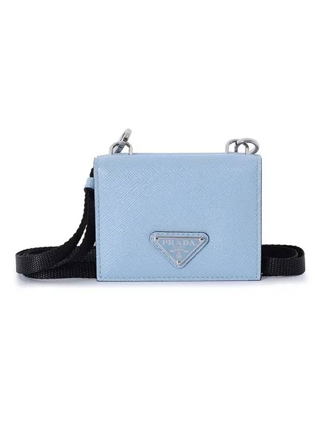 Triangle Logo Neck Strap Card Wallet Blue - PRADA - BALAAN 2