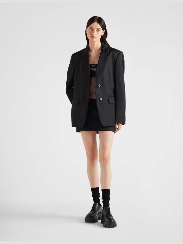 Single Breasted Nylon Blazer Jacket Black - PRADA - BALAAN 3