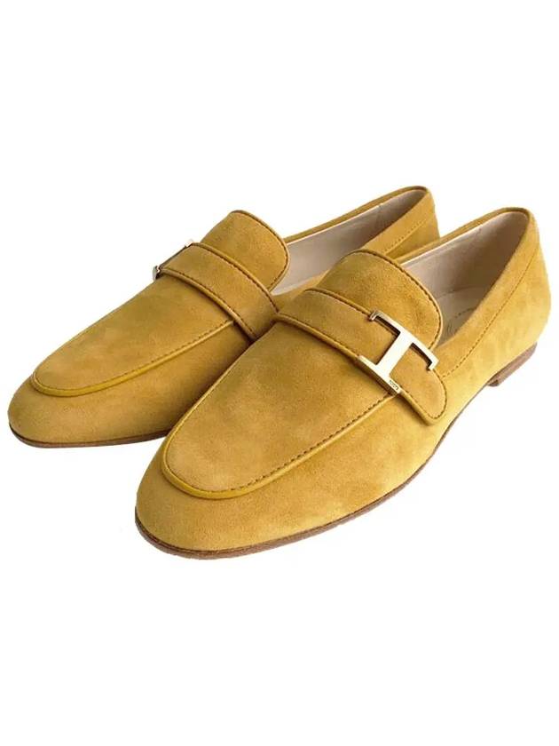 Gold-Plated T Logo Suede Loafers Camel Brown - TOD'S - BALAAN 3