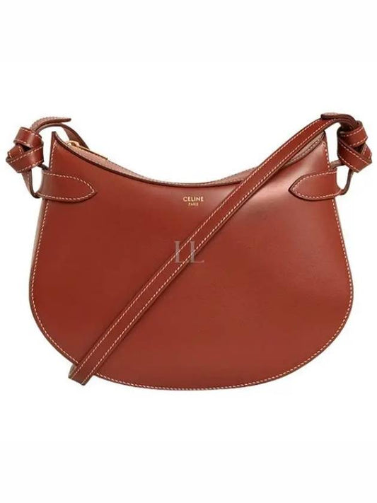 Shiny Calfkin Francais Noeuds Besace Shoulder Bag Brown - CELINE - BALAAN 2