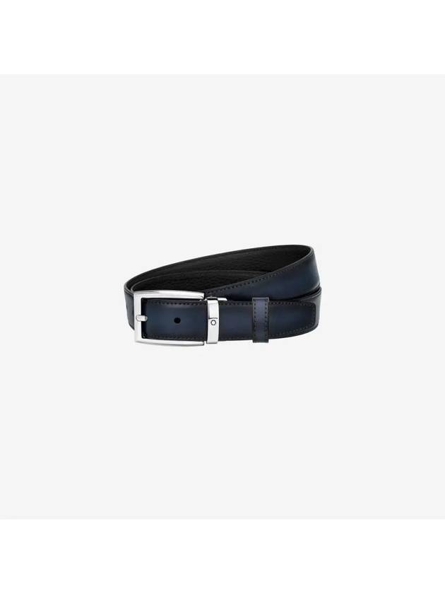 Men's Square Buckle Reversible Leather Belt Black - MONTBLANC - BALAAN 3