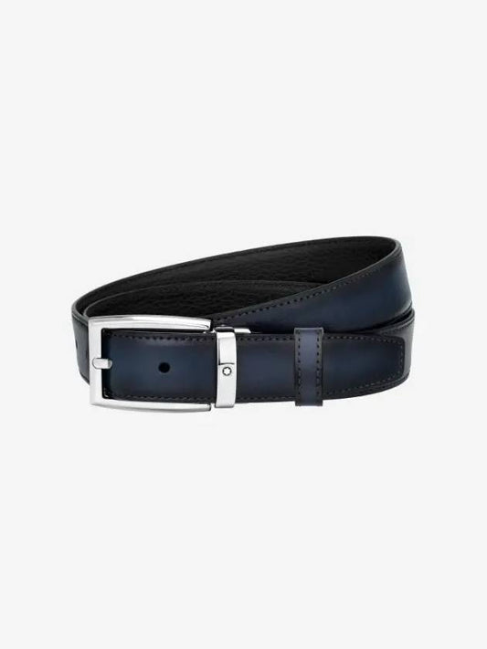 Men's Square Buckle Reversible Leather Belt Black - MONTBLANC - BALAAN 2