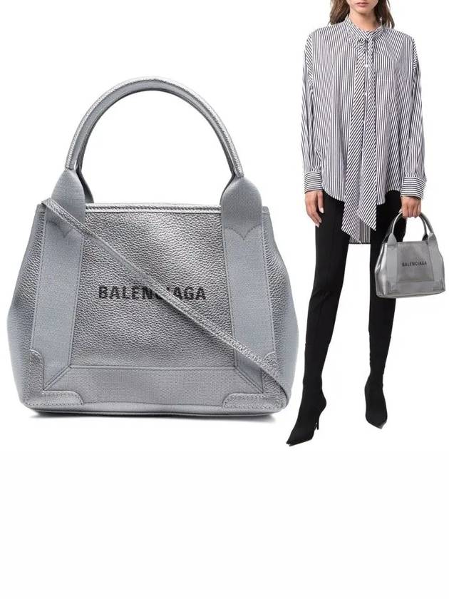 Navy Cabas XS Leather Tote Bag Grey - BALENCIAGA - BALAAN 11