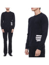 Diagonal Striped Merino Wool Pocket Pullover Knit Top Navy - THOM BROWNE - BALAAN 2