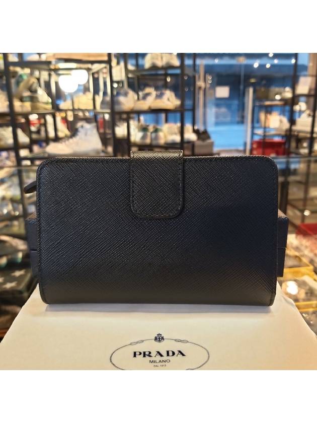 Saffiano Metal Logo Leather Medium Wallet Black - PRADA - BALAAN.