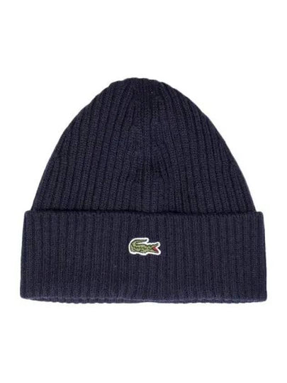 Ribbed Wool Beanie Navy - LACOSTE - BALAAN 2