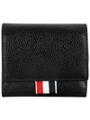 RWB Stripe Pebble Leather Tri-fold Half Wallet Black - THOM BROWNE - BALAAN 3