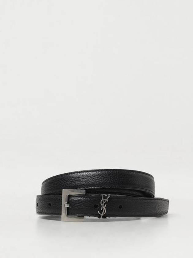 Men's Monogram Grain Belt Black - SAINT LAURENT - BALAAN 2