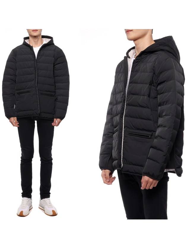 Poly Twill Rib 4-Bar Down Hoodie Jacket Charcoal - THOM BROWNE - BALAAN 3