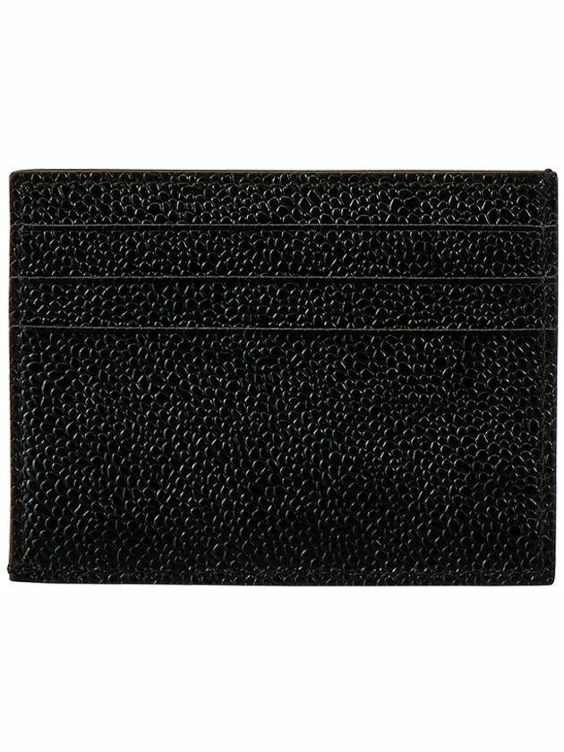 Pebble Grain Leather Stripe Note Compartment Card Wallet Black - THOM BROWNE - BALAAN 3