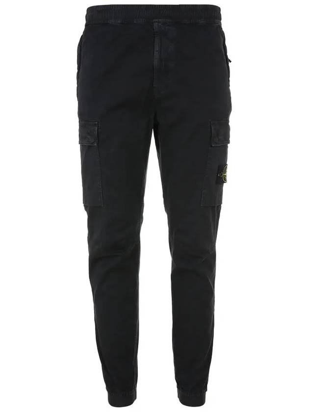 Stretch Cotton Cargo Straight Pants Black - STONE ISLAND - BALAAN 2