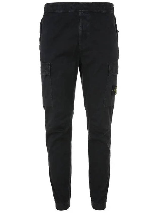 Stretch Cotton Cargo Straight Pants Black - STONE ISLAND - BALAAN 2