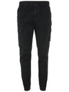 Stretch Cotton Cargo Straight Pants Black - STONE ISLAND - BALAAN 3