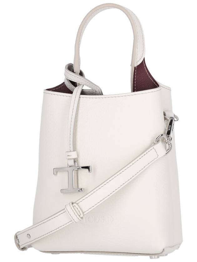 Micro Leather Mini Tote Bag White - TOD'S - BALAAN 3