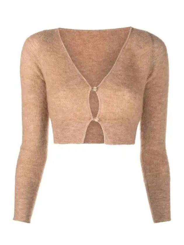 Le Alzou Cropped Mohair Cardigan Light Brown - JACQUEMUS - BALAAN 2