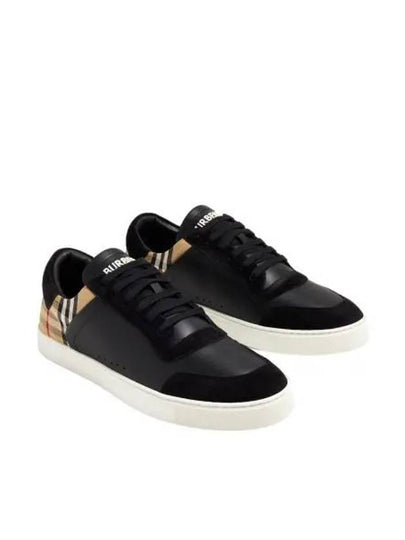 Checked Leather Suede Low Top Sneakers Black - BURBERRY - BALAAN 2