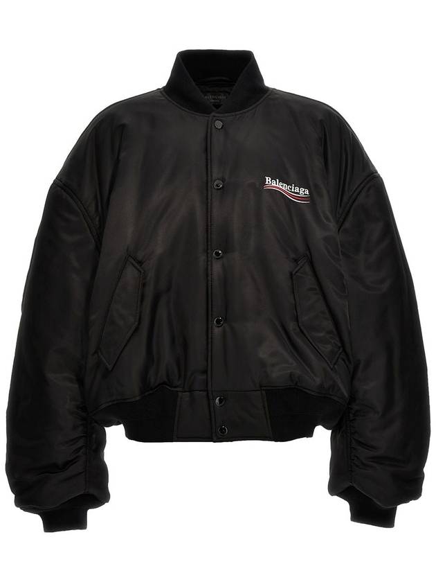 Embroidered Logo Bomber Jacket Black - BALENCIAGA - BALAAN 2