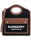 Technical Cotton Leather Mini Pocket Tote Bag Black - BURBERRY - BALAAN 3