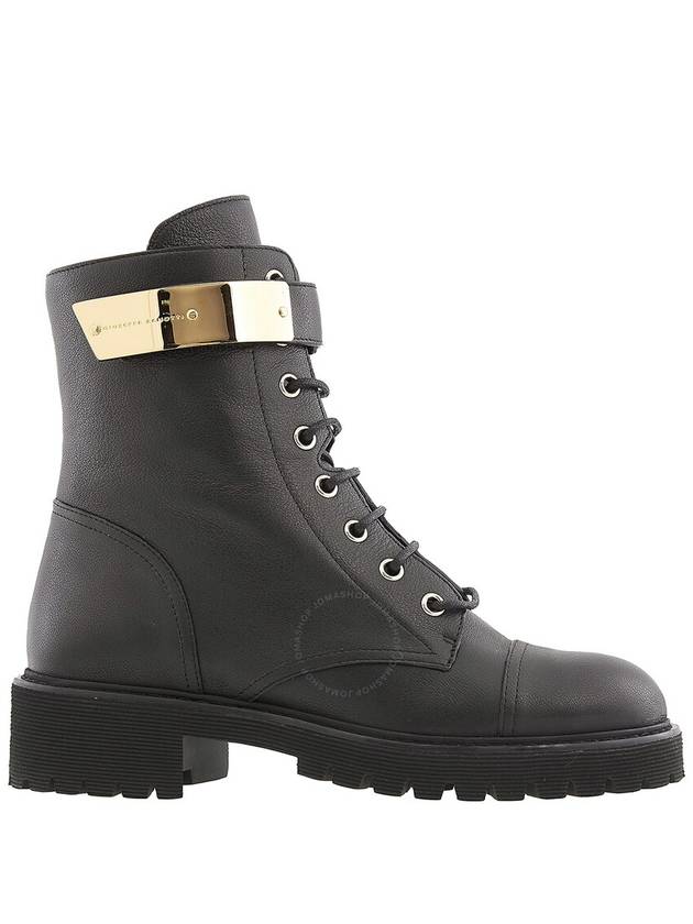 Giuseppe Zanotti Ladies Black Leather Combat Boots, Brand Size 35 ( US Size 5 ) - GIUSEPPE ZANOTTI - BALAAN 1