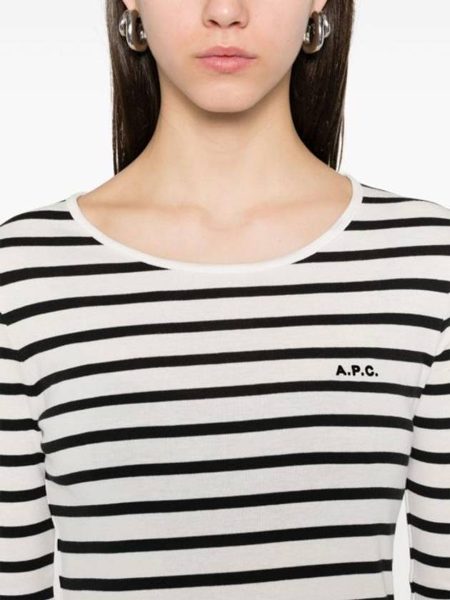 Logo Striped Long Sleeve T-Shirt Black White - A.P.C. - BALAAN 3