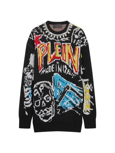 Week 20% coupon 10% women's graffiti crystal neck sweater black - PHILIPP PLEIN - BALAAN 1