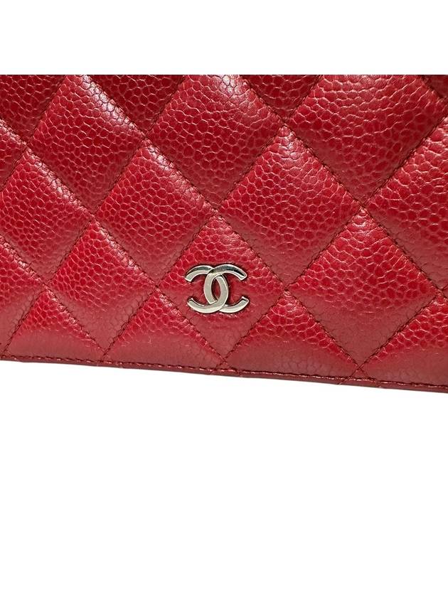 A31509 Red Caviar Skin Silver Logo Timeless Classic Flap Long Wallet - CHANEL - BALAAN 5