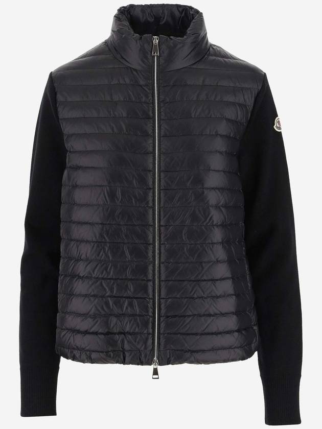 Padded Wool Cardigan Black - MONCLER - BALAAN 2