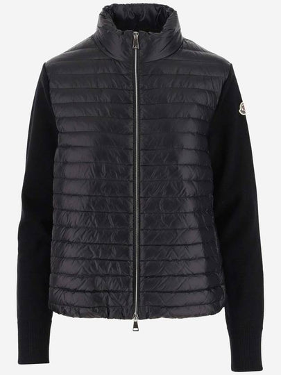 Padded Wool Cardigan Black - MONCLER - BALAAN 2