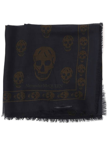 Men's Skull Muffler Navy - ALEXANDER MCQUEEN - BALAAN.