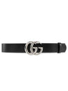 GG Marmont Wide Leather Belt Black - GUCCI - BALAAN 5