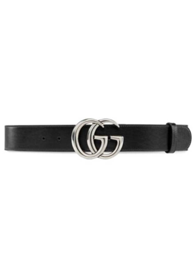 GG Marmont Wide Leather Belt Black - GUCCI - BALAAN 5