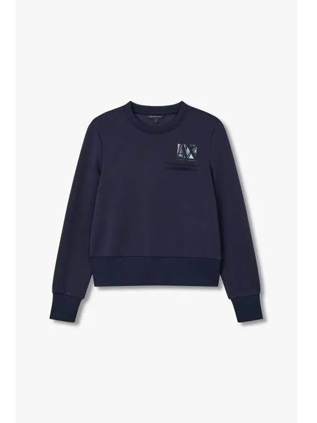 Women s Logo Patch Pocket Sweatshirt Navy - ARMANI EXCHANGE - BALAAN 1