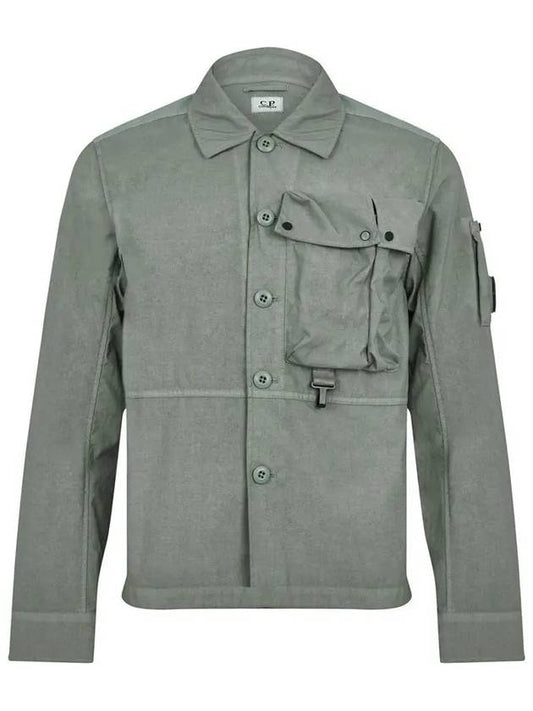 Men's Lens Wappen Tyrone Overfit Long Sleeve Shirt Jacket Gray - CP COMPANY - BALAAN.