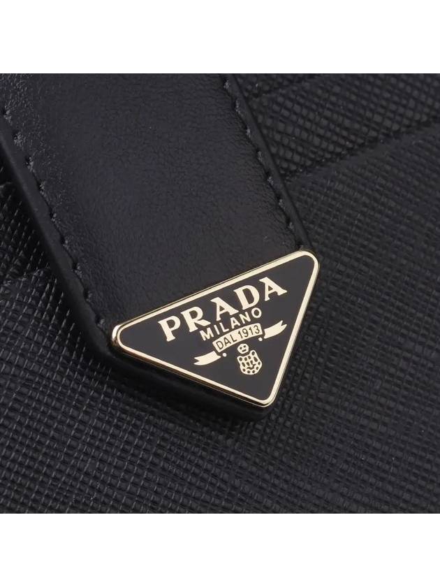 Saffiano Smooth Leather Small Half Wallet Black - PRADA - BALAAN 3