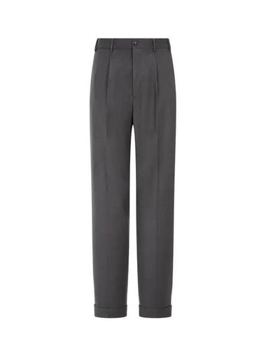 Men s Roll Up Hem Criss Wool Pants Dark Khaki 271420 - GIORGIO ARMANI - BALAAN 1