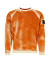 Hand Sprayed Airbrush Treatment Badge Crewneck Knit Top Orange - STONE ISLAND - BALAAN 2