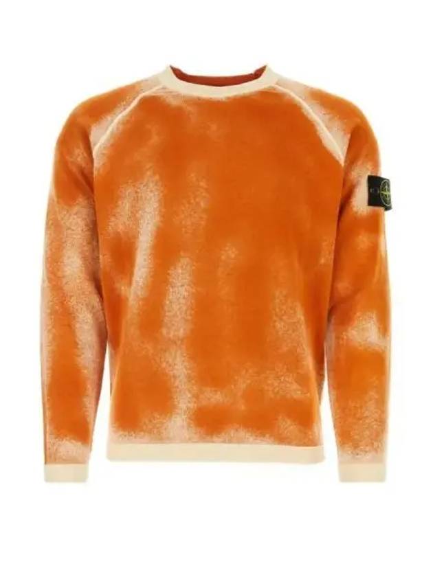 Hand Sprayed Airbrush Treatment Badge Crewneck Knit Top Orange - STONE ISLAND - BALAAN 2