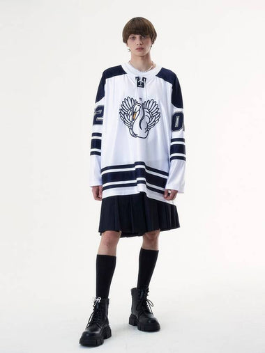 Hockey Swan Jersey Long Sleeve T-shirt White - MSKN2ND - BALAAN 1