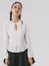 White cutout Ribbon Blouse - NARU KANG - BALAAN 3