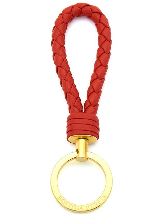 Intrecciato Leather Key Holder Red - BOTTEGA VENETA - BALAAN 1