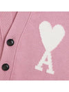 Big Heart Embroidered Logo Cardigan Pale Pink - AMI - BALAAN 5