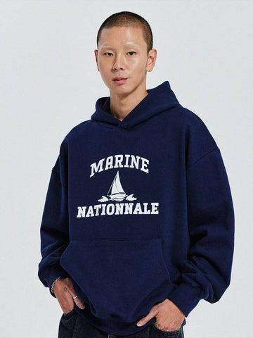 V Heavy Hood Sweat Marine Hoodie Navy - DE GRAND MATIN - BALAAN 1