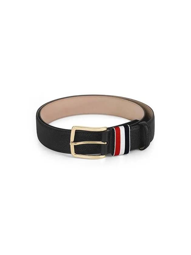 Men's Three Stripes Tab Pebbled Leather Belt Black - THOM BROWNE - BALAAN 2