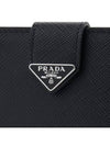 Triangle Logo Saffiano Leather Half Wallet Black - PRADA - BALAAN 7