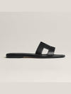 Oran Calfskin Slippers Noir Piqures Ecrues Black - HERMES - BALAAN 3