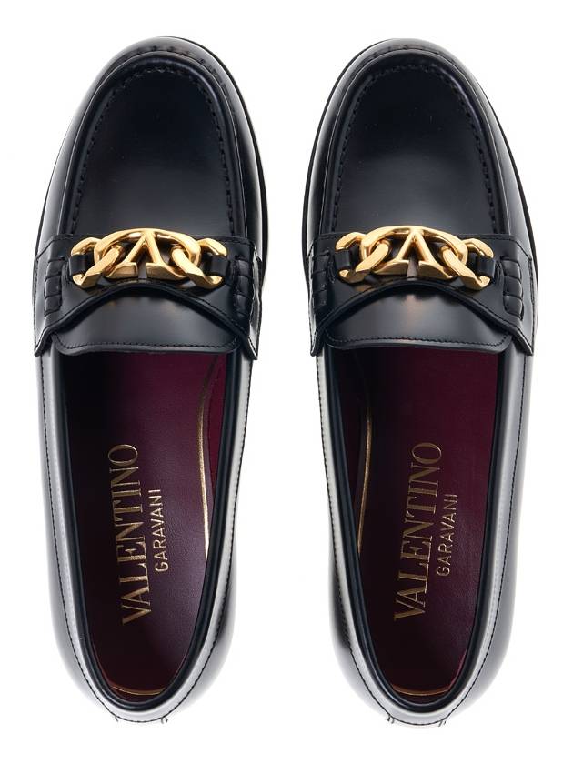 gold chain loafers black - VALENTINO - BALAAN.