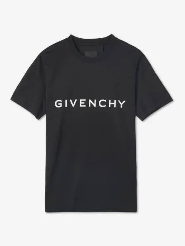 Archetype Logo Print Slim Fit Cotton Short Sleeve T-Shirt Black - GIVENCHY - BALAAN 2