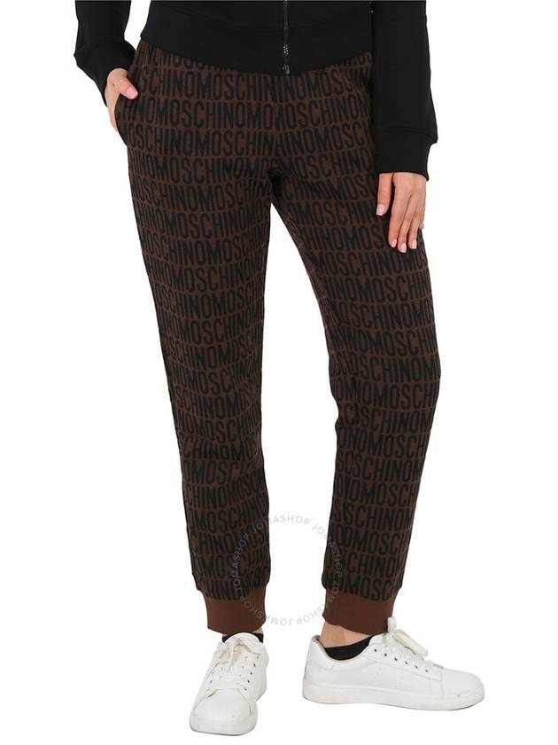 Moschino Ladies Fantasy Print Brown Allover Monogram Joggers, Brand Size 40 (US Size 6) - MOSCHINO - BALAAN 1