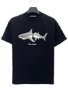 Shark Classic Short Sleeve T-Shirt Black - PALM ANGELS - BALAAN.